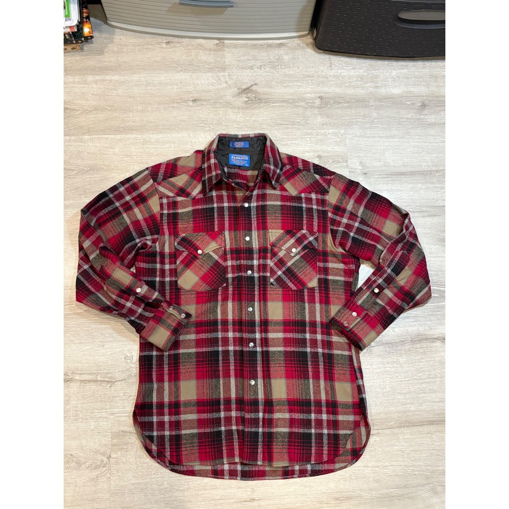 Pendleton Wool Western Plaid Shirt‎ Mens Button Front Casual Medium